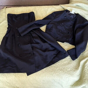 Vintage luxury suit set / tuxedo style George’s Rech strapless dress w/ jacket